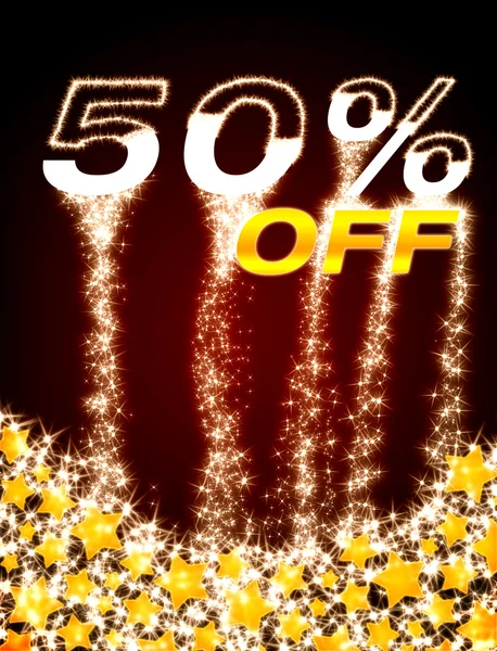 Christmas discount 50 off on glossy background — Stock Photo, Image