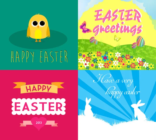 Felices tarjetas de Pascua ilustración — Vector de stock