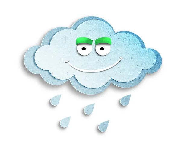 Charming cartoon cloud character. Paper cut illustration. Isolated on white background