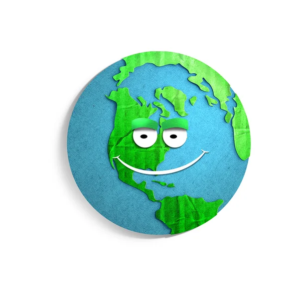 Funny smiling Earth globe — Stok fotoğraf