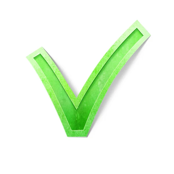 Símbolo verde comprobado. ilustración de corte de papel —  Fotos de Stock