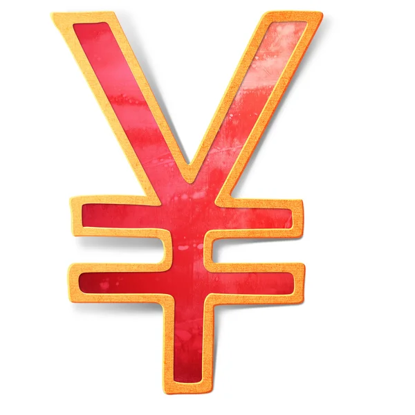 Czerwony yuan i jena podpisania. Papercut-ilustracje. na białym tle. — Zdjęcie stockowe