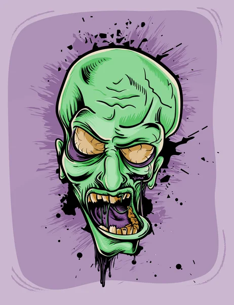 Schreeuwen groene zombie. Halloween poster — Stockvector