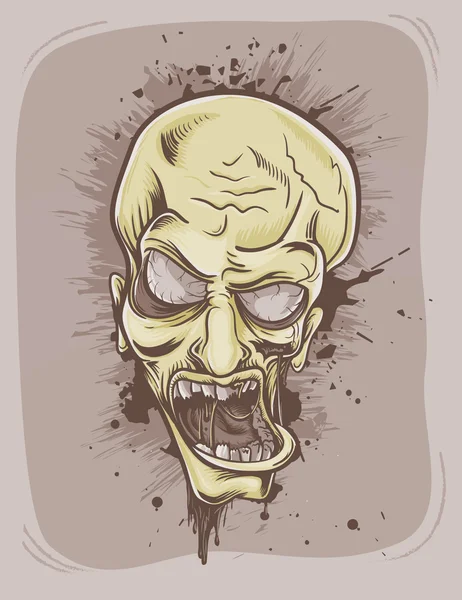 Scary screaming zombie. Halloween retro poster in sepia. — Stock Vector