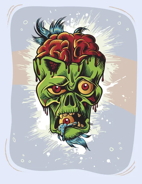 Personagem zombie irritado com o olho na boca. Cartaz retro — Vetor de Stock