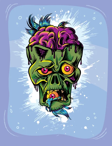 Boos zombie karakter met oog in zijn mond. Halloween poster — Stockvector