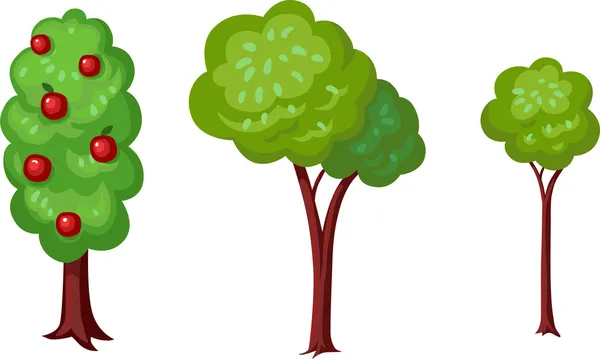 Trei copaci verzi — Vector de stoc