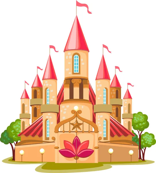 Cartoon fairy tale castle icon — Stock Vector