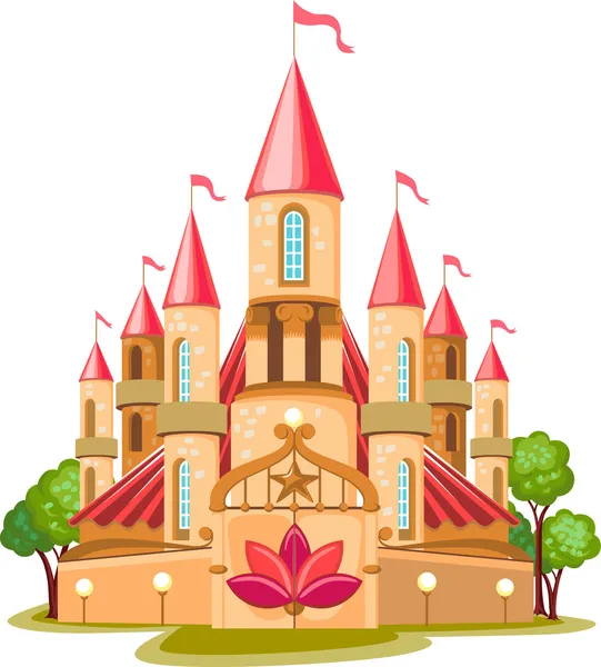 Fumetto icona del castello delle fiabe — Vettoriale Stock