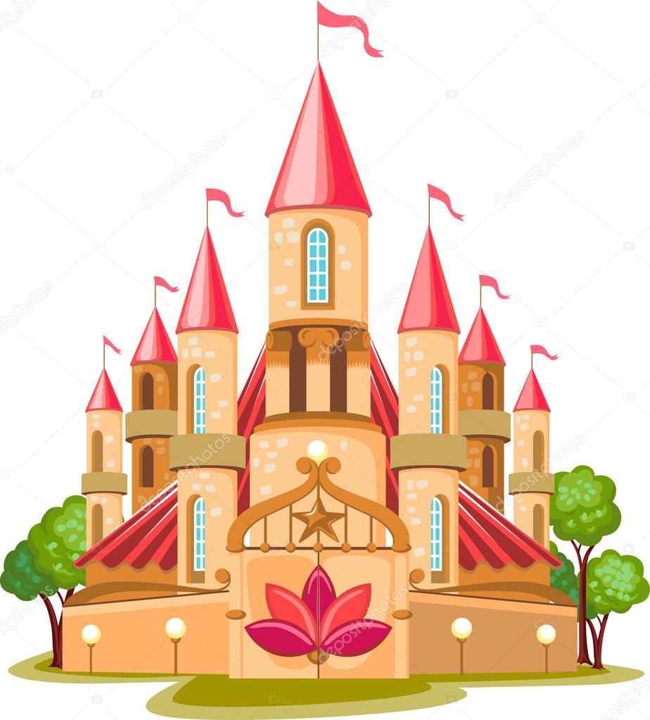 Cartoon fairy tale castle icon