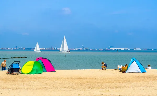 Saison Touristique Sur Plage Breskens Été Vue Sur Vlissingen Breskens — Photo