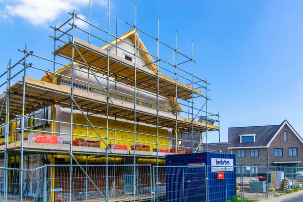 Front View House Jetty Being Constructed Walls Isolated Construction Site Royalty Free Stock Images