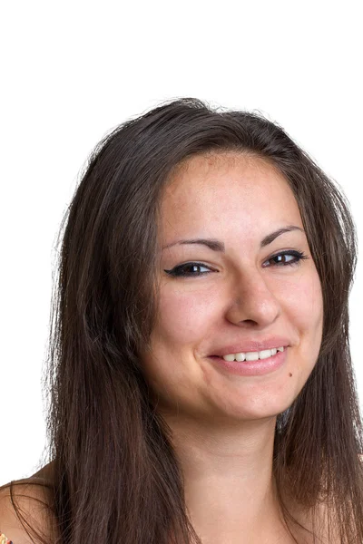 Beyaz arka plan üzerinde izole kız gülümseyerek