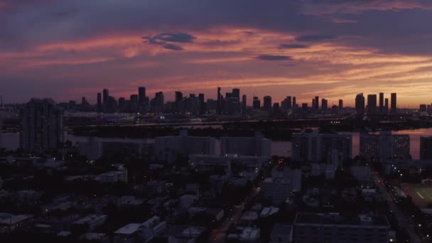 Aerial Night Footage Miami Skyline — Stock videók