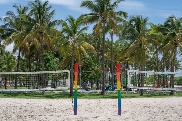 Sandy Volleyball Field Beach Miami Beach Florida — Foto de Stock