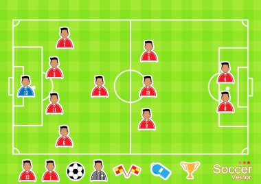 Futbol taktik takımı - futbol izometrik vektör çizim 