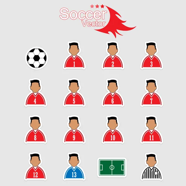 Iconos de jugador de fútbol con fondo blanco — Archivo Imágenes Vectoriales