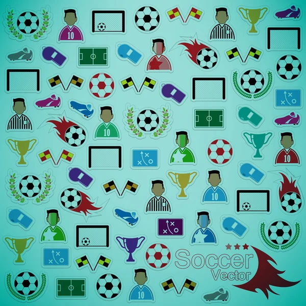 Fondo de fútbol Conjunto de iconos. Ilustración eps10 — Vector de stock