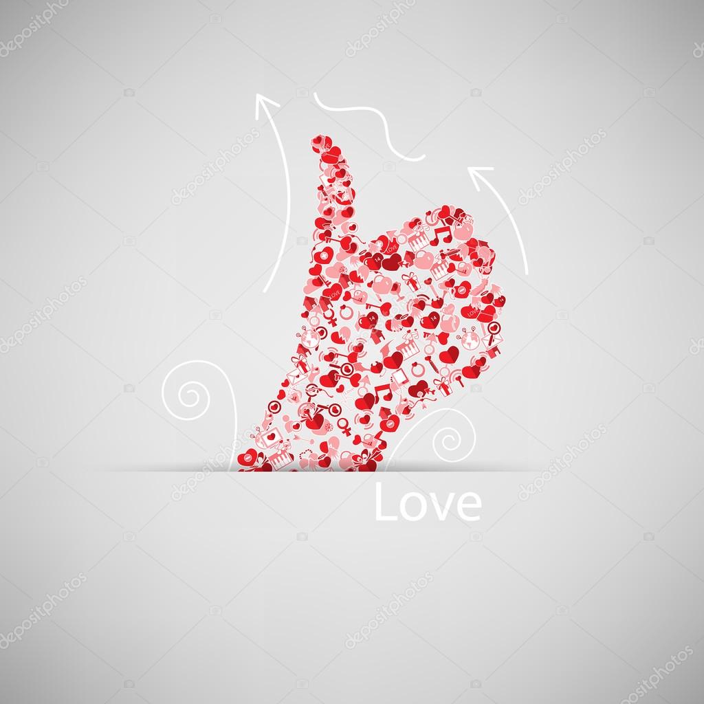 Template design Like symbol icon Valentine's day idea illustrati