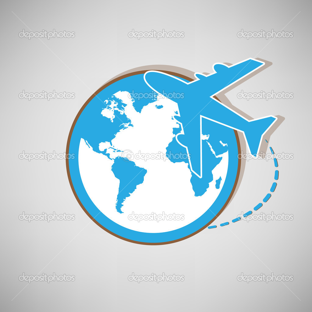 Airplane globe symbol vector design icon 