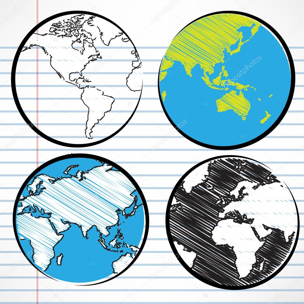 Planet earth hand writing world map