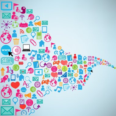 Ortam simgeleriyle sosyal ağ arkaplanı