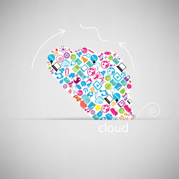 Template Design Cloud mit Social Network Icons Hintergrund — Stockvektor