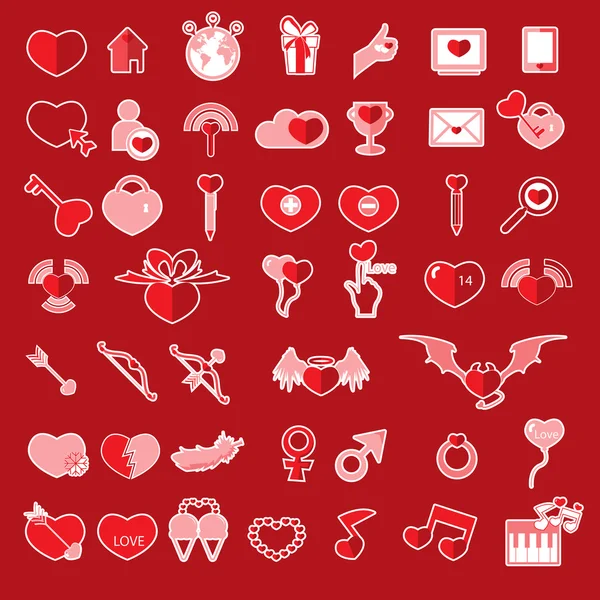 Imposta gli oggetti di San Valentino, icona dell'amore — Vettoriale Stock