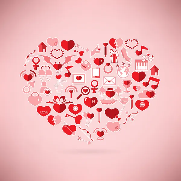 Kalp Sevgililer günü, aşkın simgesi — Stok Vektör