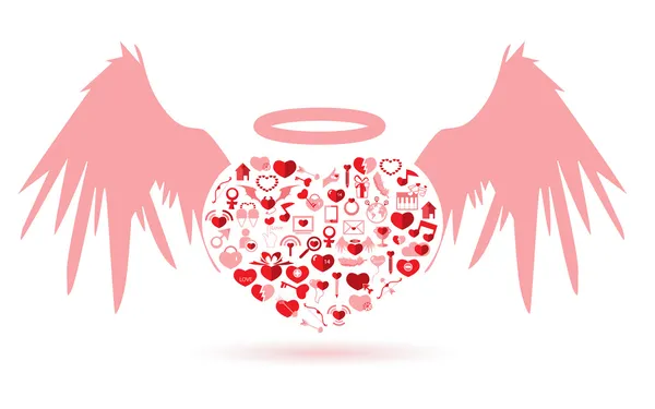 天使のバレンタインの日、愛のアイコン — ストックベクタ