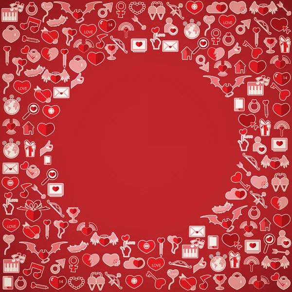 Šablona kruh Valentýna, láska ikony — Stockový vektor