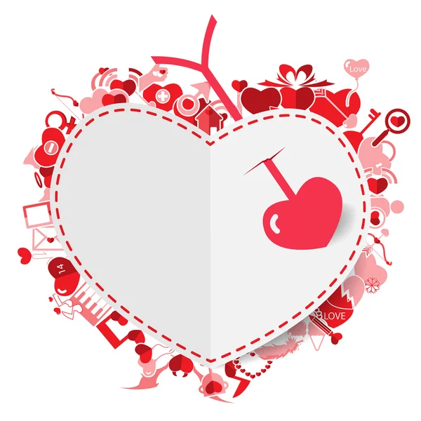 Arrow and Heart.,Red Valentine's Day background with heart. Vect — Stock Vector