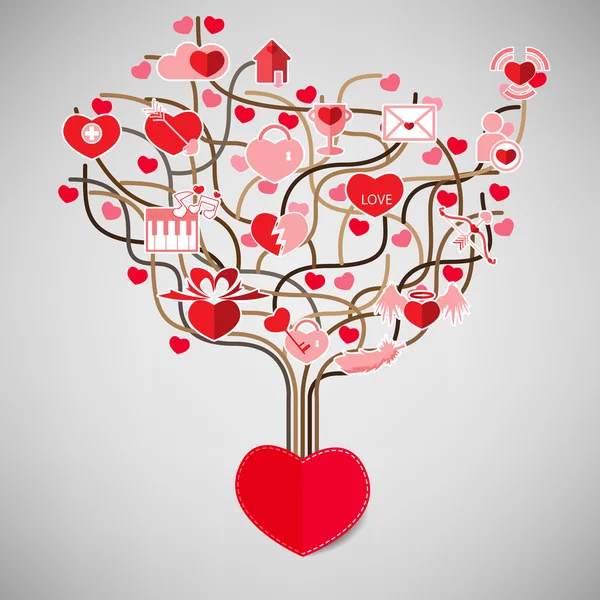 Corazón del Árbol San Valentín, Icono del amor . — Archivo Imágenes Vectoriales