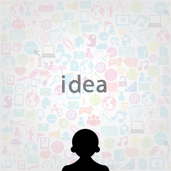 アイデアの社会的ネットワークのアイコンの背景を持つテンプレート デザイン — ストックベクタ