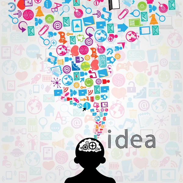 fikir sosyal ağ simgeleri arka plan ile tasarım şablonu 