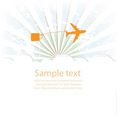 Sunburst retro and Airplane cloud illustration 