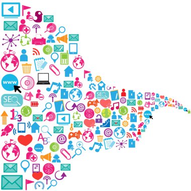 sosyal ağ simgeleri arka plan bulut ile tasarım şablonu