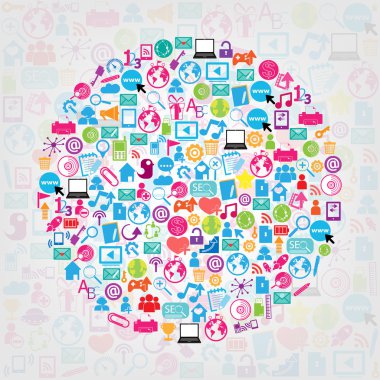 sosyal ağ simgeleri arka plan bulut ile tasarım şablonu