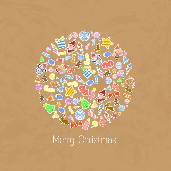 程式化的彩色背景与圣诞节圣诞元素 — 图库矢量图片