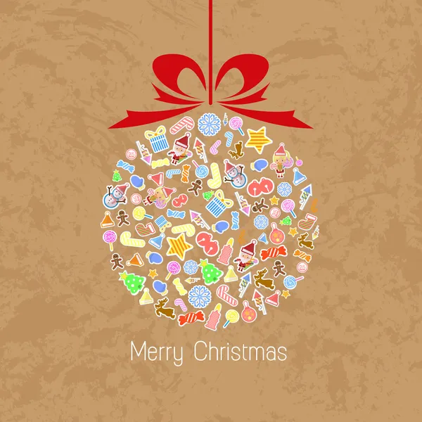 クリスマス要素クリスマスと様式化されたカラフルな背景 — ストックベクタ