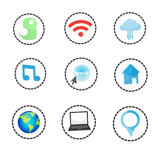Set of network icons - vector icons — Stock Vector