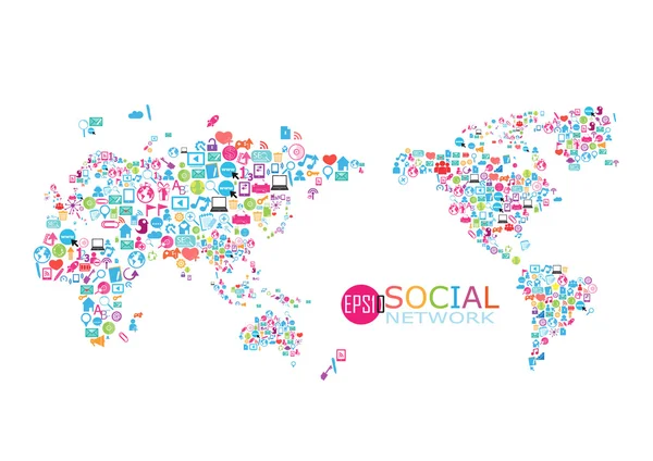 社会的なネットワーク マップ背景インフォ グラフィック — ストックベクタ