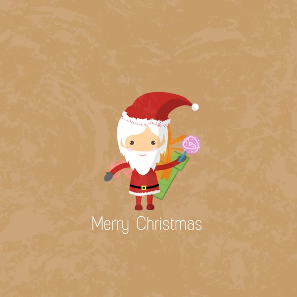 Vector Santa Girl Claus. Vector illustration for christmas card. — Stock Vector