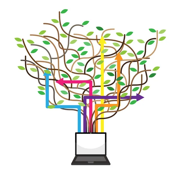 Met onderwijs pictogrammen en banner van de boom, sociaal netwerk terug — Stockvector