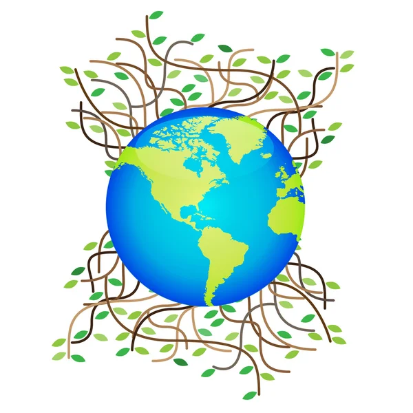 Met wereld pictogrammen en banner van de boom, sociaal netwerk CHTERGRO — Stockvector