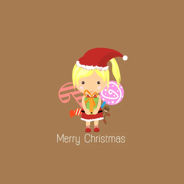 Vector Santa Girl Claus. Ilustración vectorial para la tarjeta de Navidad . — Archivo Imágenes Vectoriales
