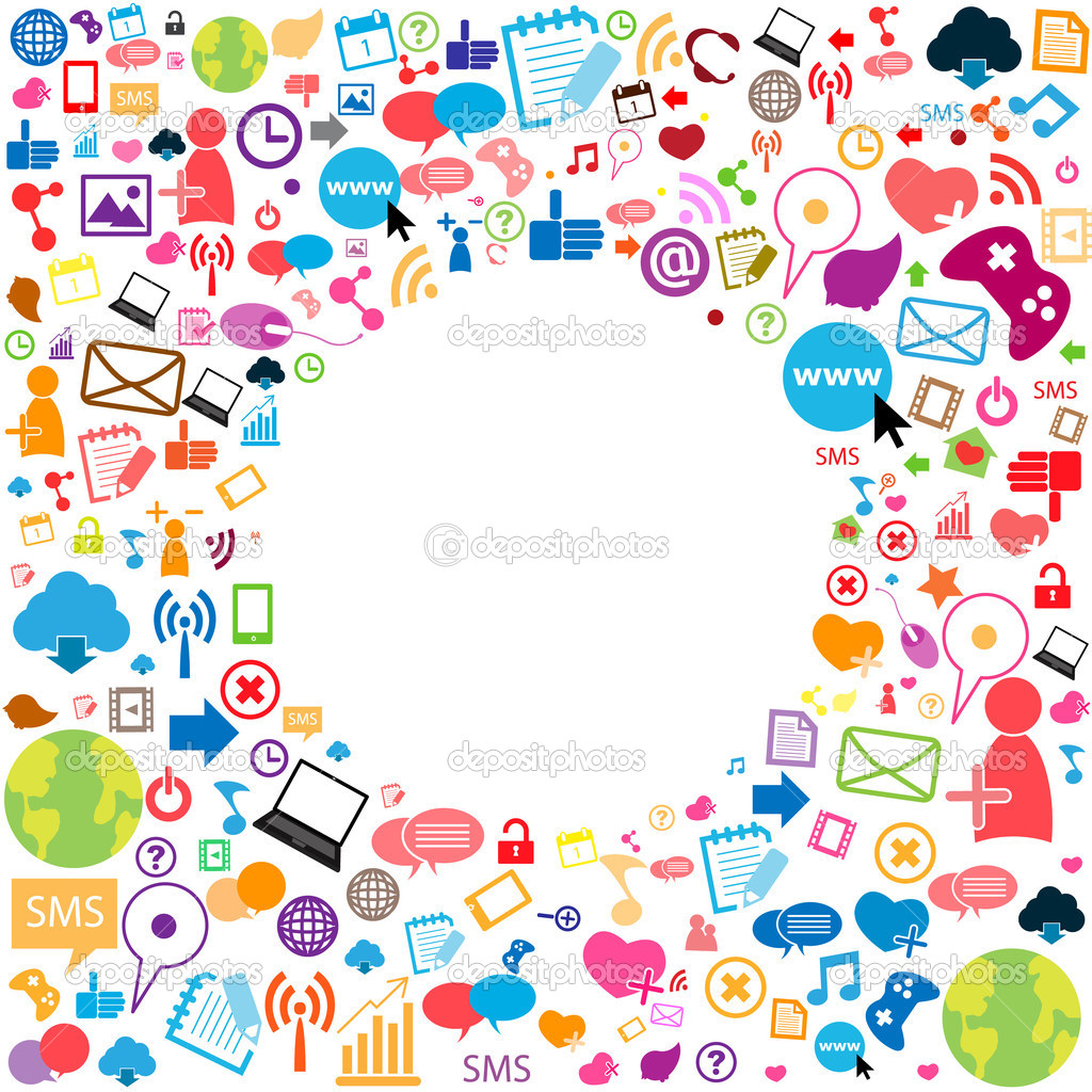 Template design with social network icons background ,cloud