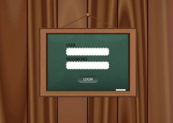 Login blackboard realista em fundo de madeira por vetor —  Vetores de Stock