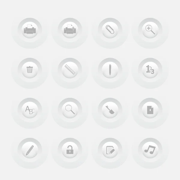 Knop pictogrammenset office web ontwerp menusjabloon — Stockvector