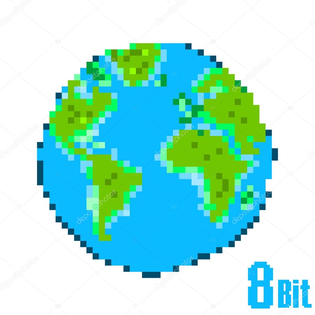 Earth Day Pixel. Save the Earth concept style 8 bit. 